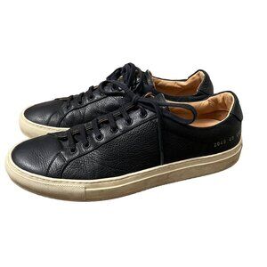 Common Projects Mens Black Premium Archilles Low Top Leather Sneaker Size 40